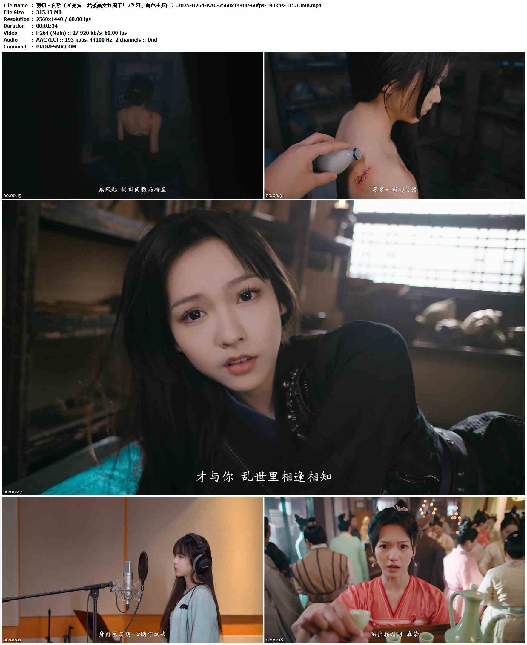羽翎 - 真挚（《完蛋！我被美女包围了！2》阿宁角色主题曲）.2025-H264-AAC-2560x1440P-60fps-193kbs-315.13MB官方MV_高清MV